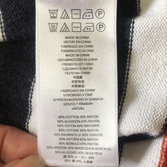 MICHAEL Michael Kors Women Sweater Orange Navy White Stripe Gold Grommets Large - Picture 12 of 16